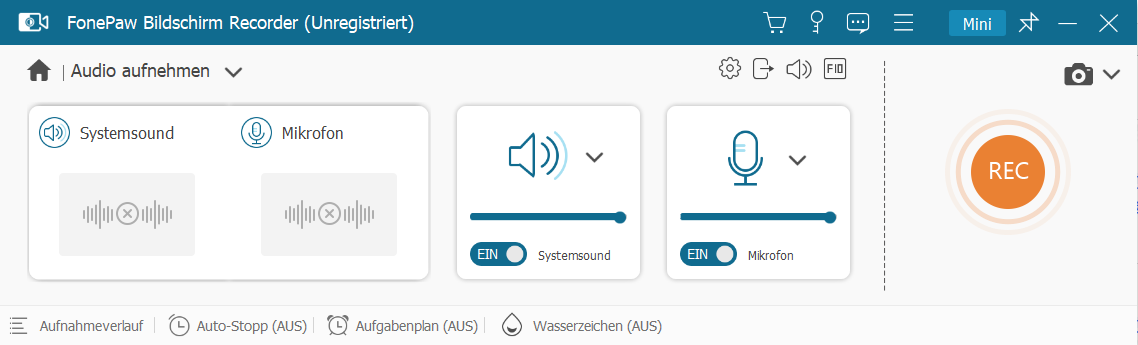 „Systemsound“ als Aufnahmequelle auswählen