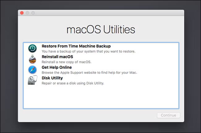 Select Restore macOS Time Machine