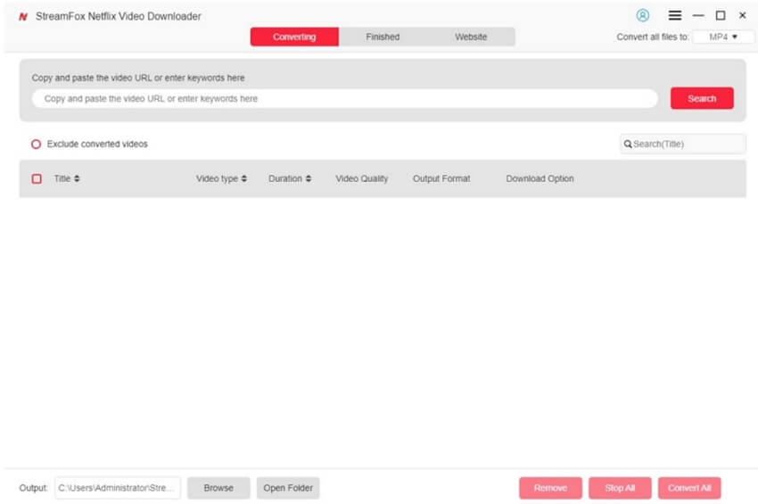 StreamFox Netflix Video Downloader Interface