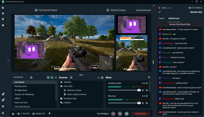 Streamlabs 遊戲錄影軟體介面