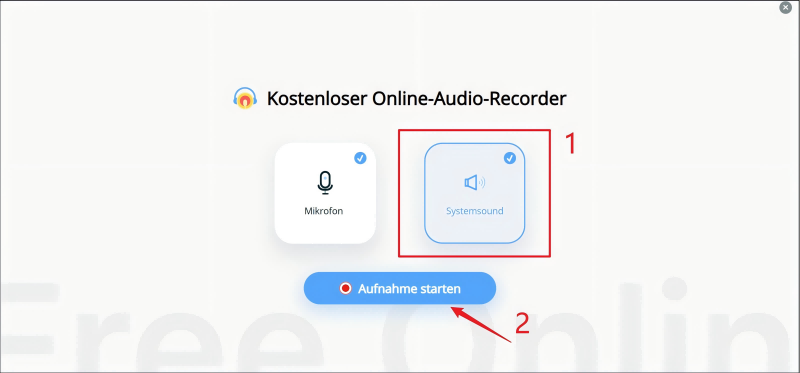„Systemsound“ als Aufnahmequelle auswählen