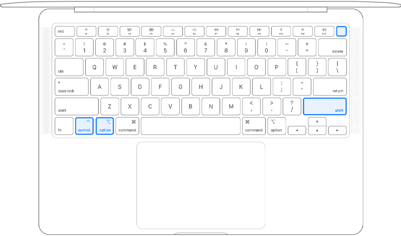 Mac-Laptop (mit Apple T2-Chip) SMC zurücksetzen