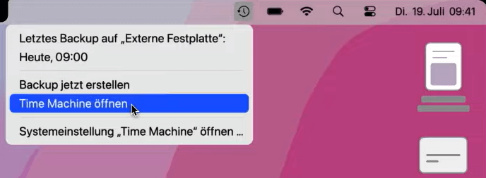 Time Machine auf Mac öffnen