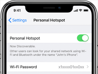 Turn on Personal Hotspot