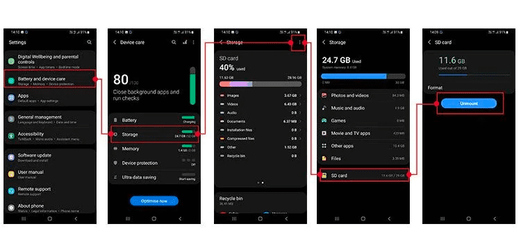 Unmount SD Card on Android