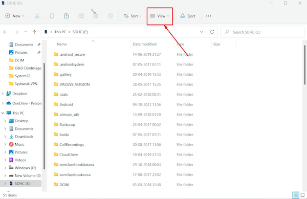 View the File Explorer